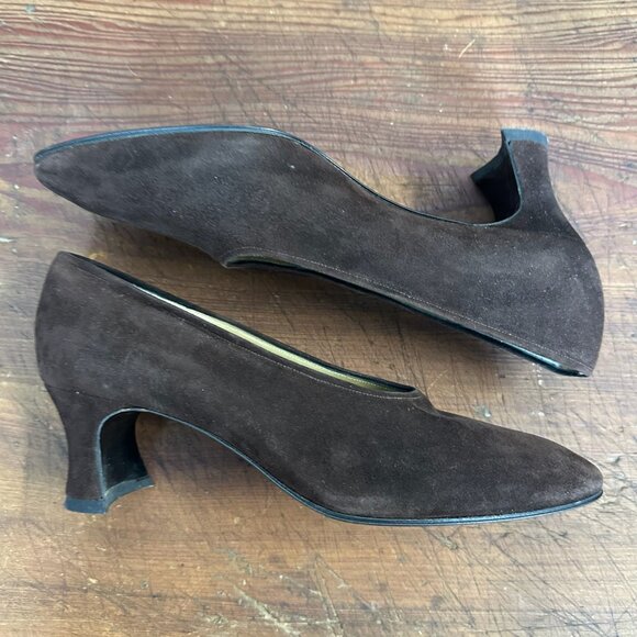 Yves Saint Laurent YSL Classic Brown Suede Pump Heels Size 7 - Picture 6 of 11